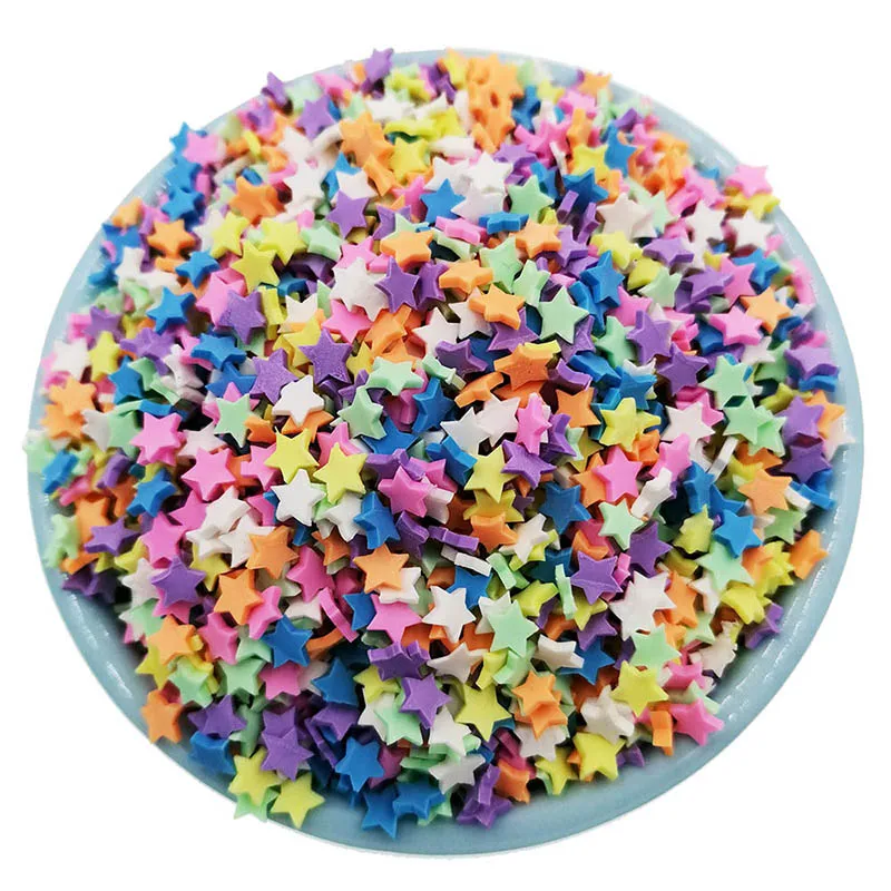 Star 3 50 г/лот, полимерная мягкая глина, разбрызгивает сердце, пять звезд, снежинки, бант, конфеты, разбрызгивает для поделок, сделай сам, для изготовления слайма, для ногтей, ломтики - Цвет: Star 3