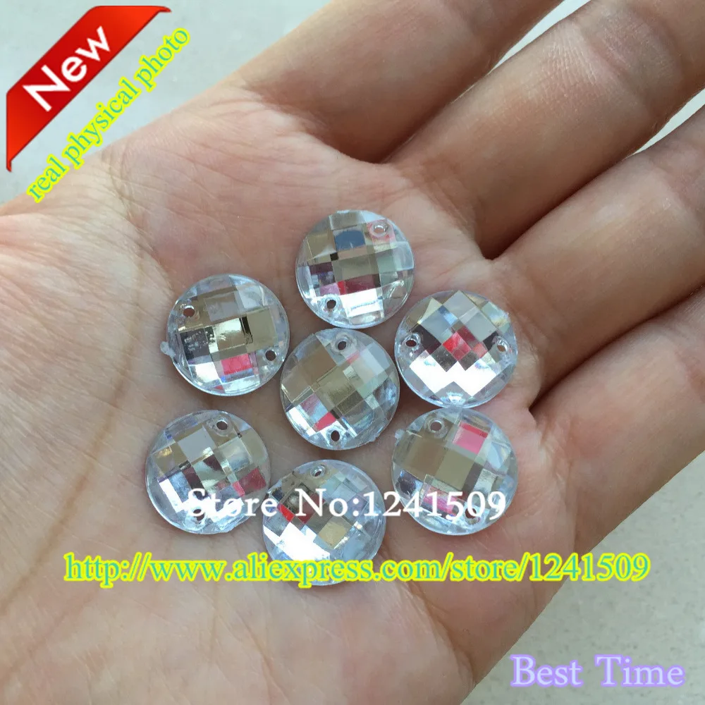 Бесплатная доставка 14 мм 100 шт белый цвет круглые акриловые стразы Швейные Сумки