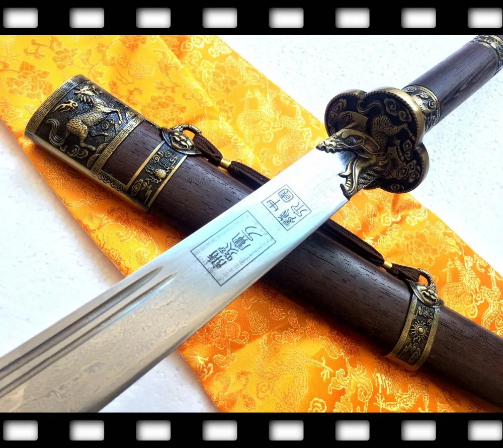 Китайский длинный меч ручной работы KungFu Kylin с длинной ручкой острый дамасский