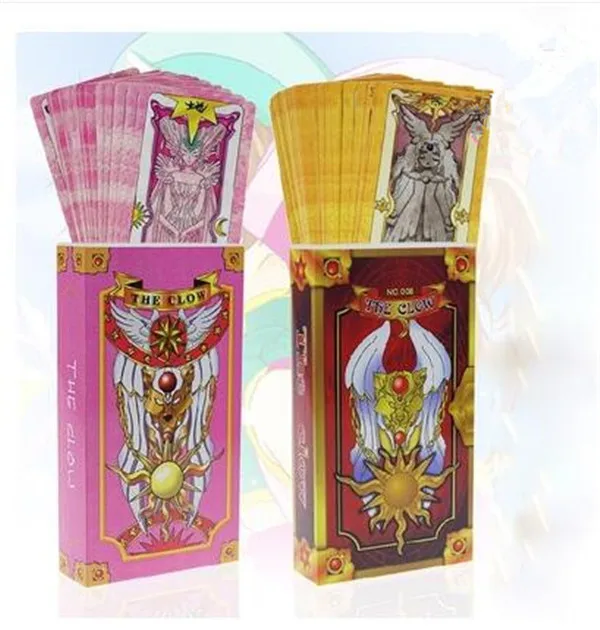 pink and yellow 1 Карты Captor Sakura красочные карты четкие узоры желтый и розовый волшебные карты полный набор в подарок - Цвет: pink and yellow 1