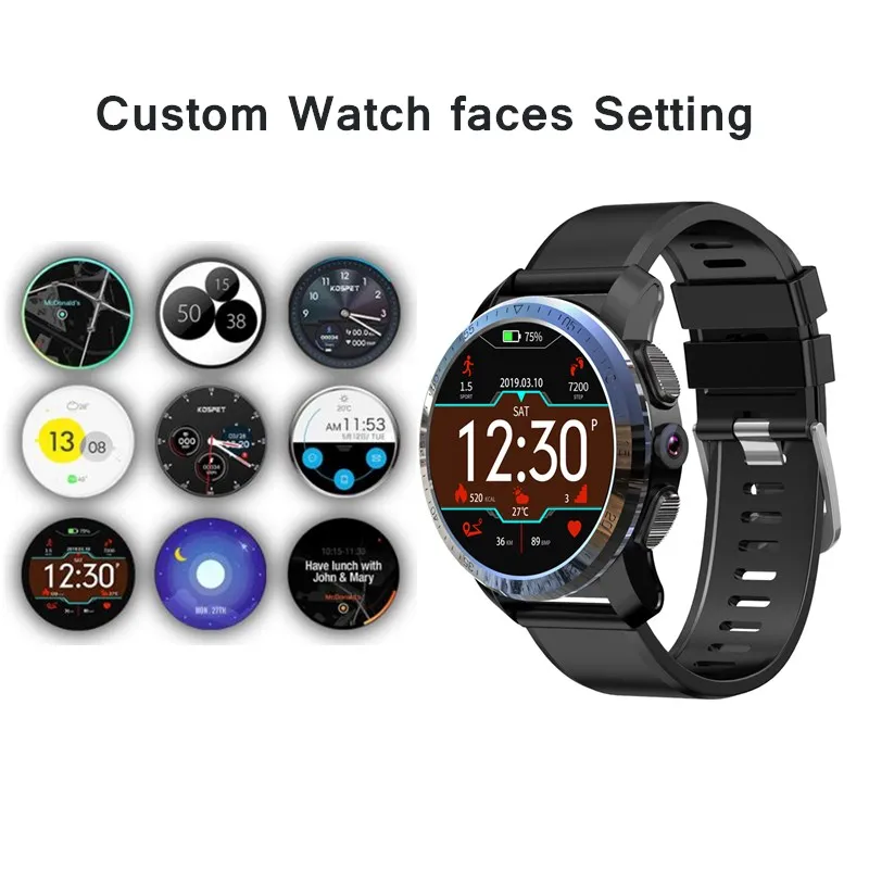 Смарт-часы Kospet Optimus/Optimus Pro с gps двойной системой 4G WiFi Android7.1.1 8.0MP камерой 2 Гб 16 Гб/3 ГБ 32 ГБ