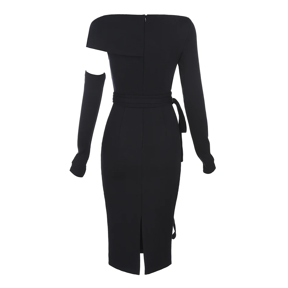 Seamyla 2020 новое зимнее платье Vestidos Celebirty вырезами черного цвета с длинным рукавом