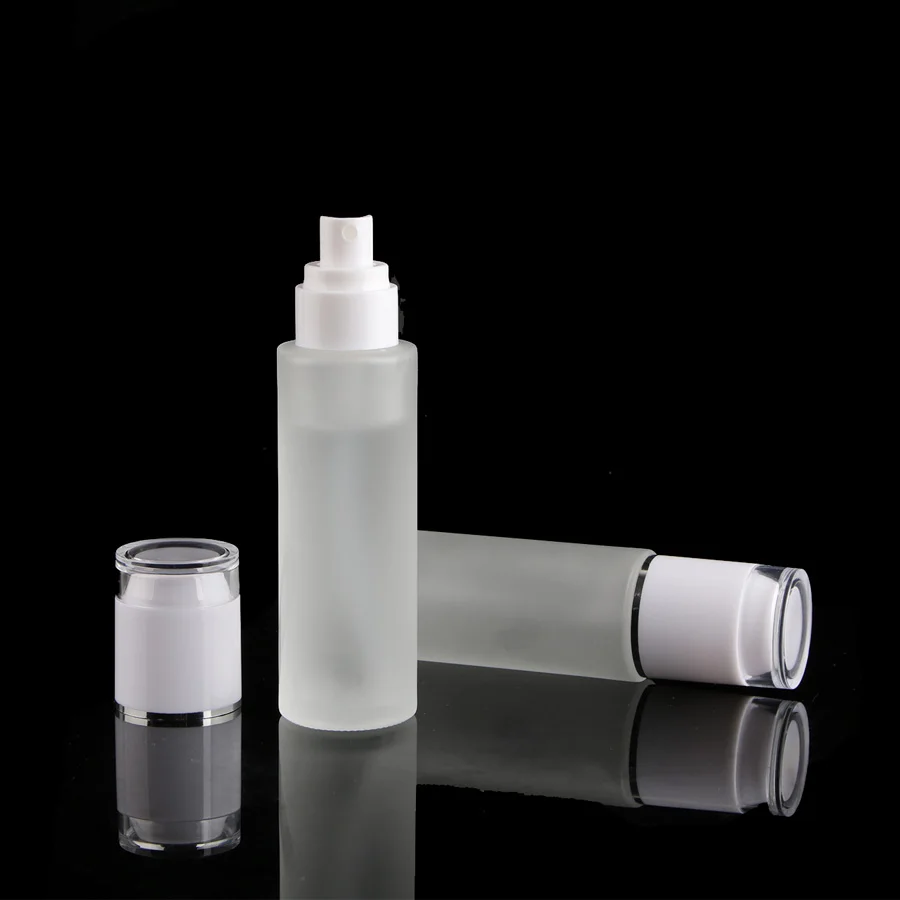 80 мл матовое прозрачное стекло лосьон косметический насос бутылка белый LID-6PCS/лот