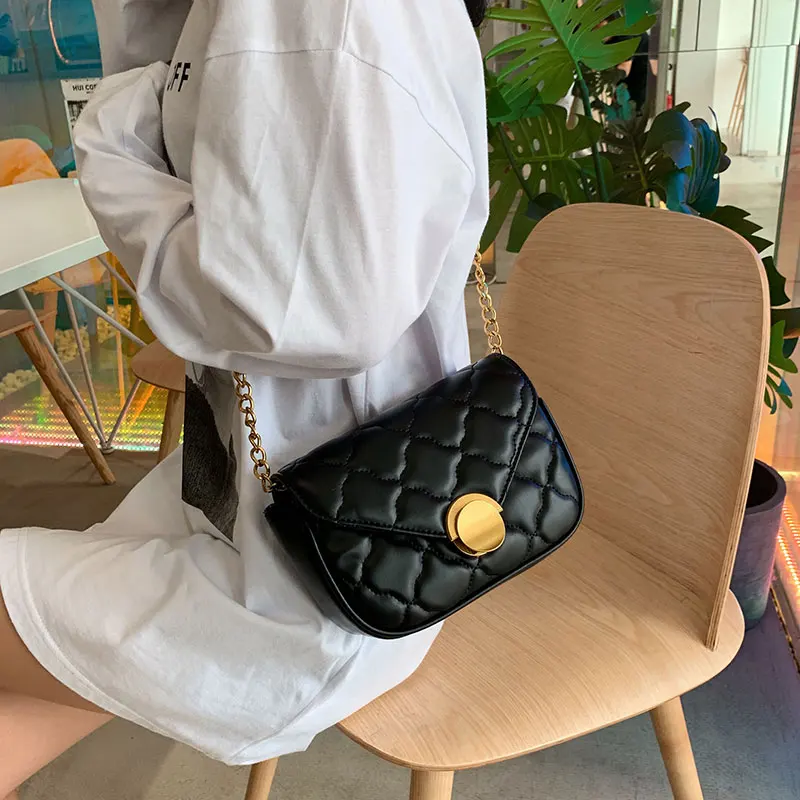 Женская кожаная сумка через плечо 2019 ромбическая сумка-мессенджер с цепочкой