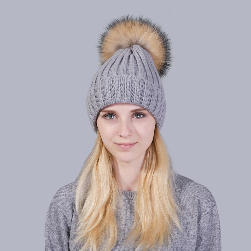 [YARBUU] Skullies зимняя женская шапка для девочек с помпонами из натурального меха