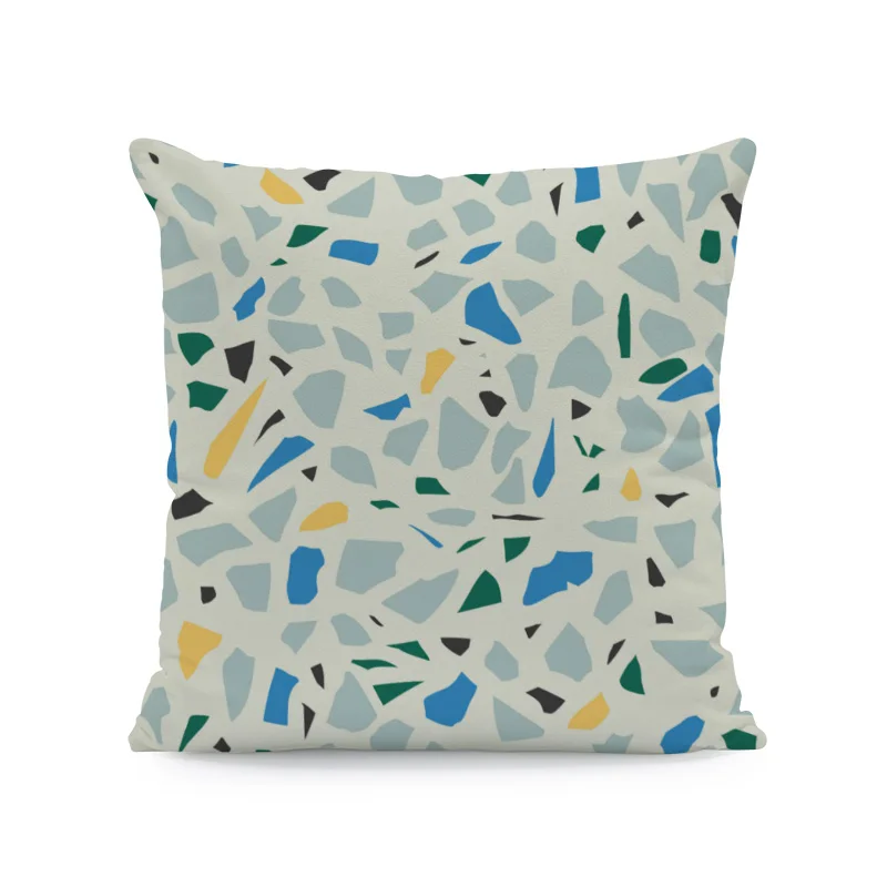 13 Fashion Literary Terrazzo Hug Pillow Stone Shard Stitching Pattern Comfortable Cushion Cover 45Cm Peach Skin Decorative Bedroom - Color: 13