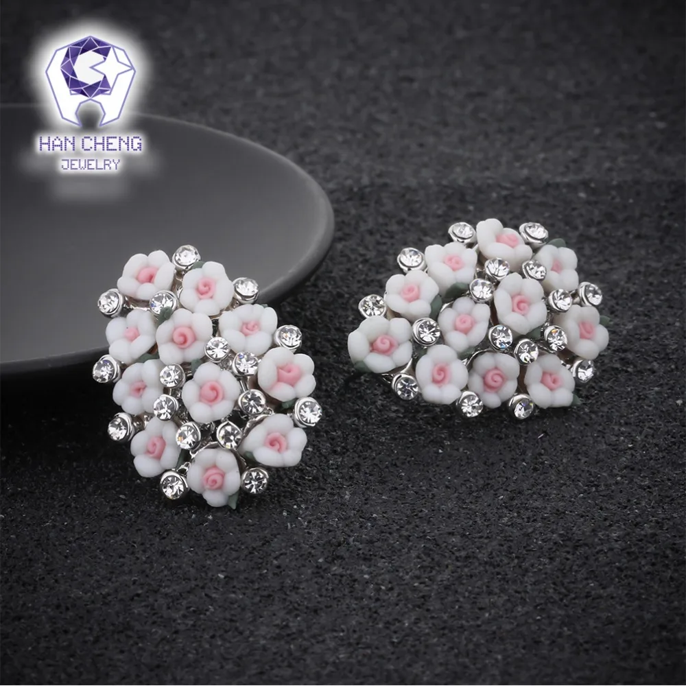 HanCheng новые модные роскошные серьги-гвоздики из смолы с драгоценным камнем Стразы