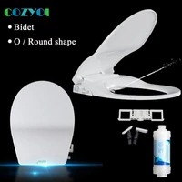 thicken elongated round white pp bidet soft close toilet seat cover quick release water spray washing self cleaning slow down wc