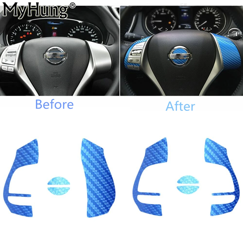 

For Nissan Xtrail 2014 Steering Wheel Center Sticker The Carbon Fiber And Frosted Flash Car Stickers Car Accessories 1PC
