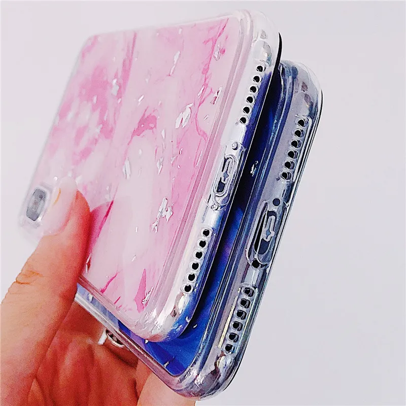 Чехол для iPhone X 6 S 7 8 Plus с мраморной золотой фольгой серебряной чехол Роскошный