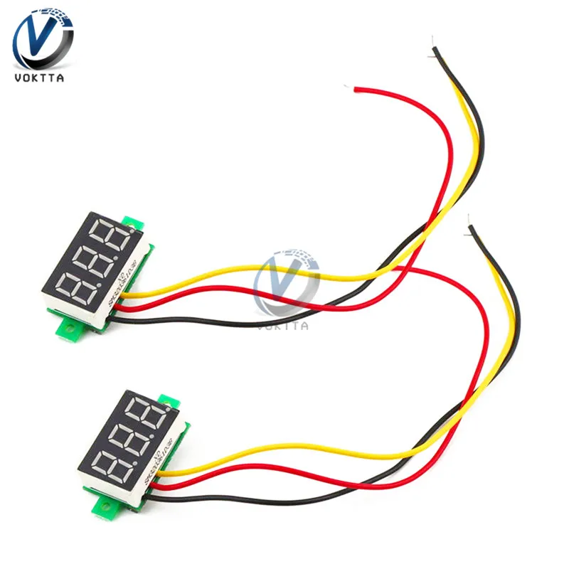 3 проводной цифровой светодиодный мини измеритель напряжения 0 28 дюйма