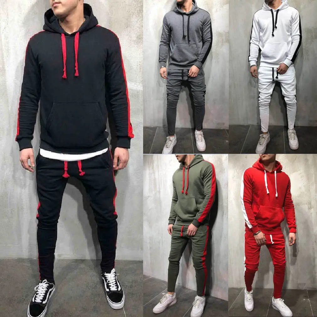 Мужской спортивный костюм с длинным рукавом кофта капюшоном и штаны | Мужская