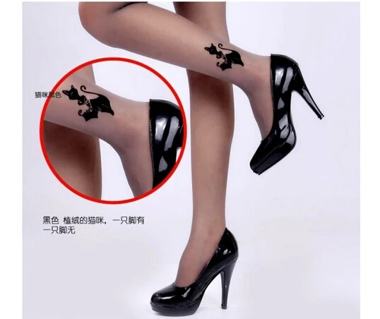 Fashion Sexy Women Girl stockings Long Silk Pantyhose Tights Print Cute Tattoo Black/Skin Color | Женская одежда