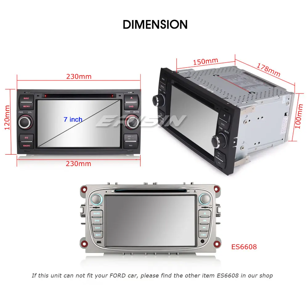 Erisin ES4731F 7 &quotстерео DVD Android 1 gps Sat Nav DAB + для FORD C/S-MAX KUGA FIESTA FUSION TRANSIT | Автомобили и