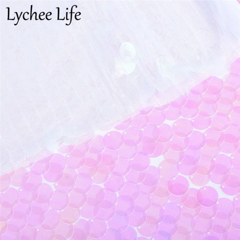 Lychee Life блестки Лазерная кружевная ткань 18 мм красочная полиэфирная ткань DIY домашний ручной работы швейное платье одежда аксессуары