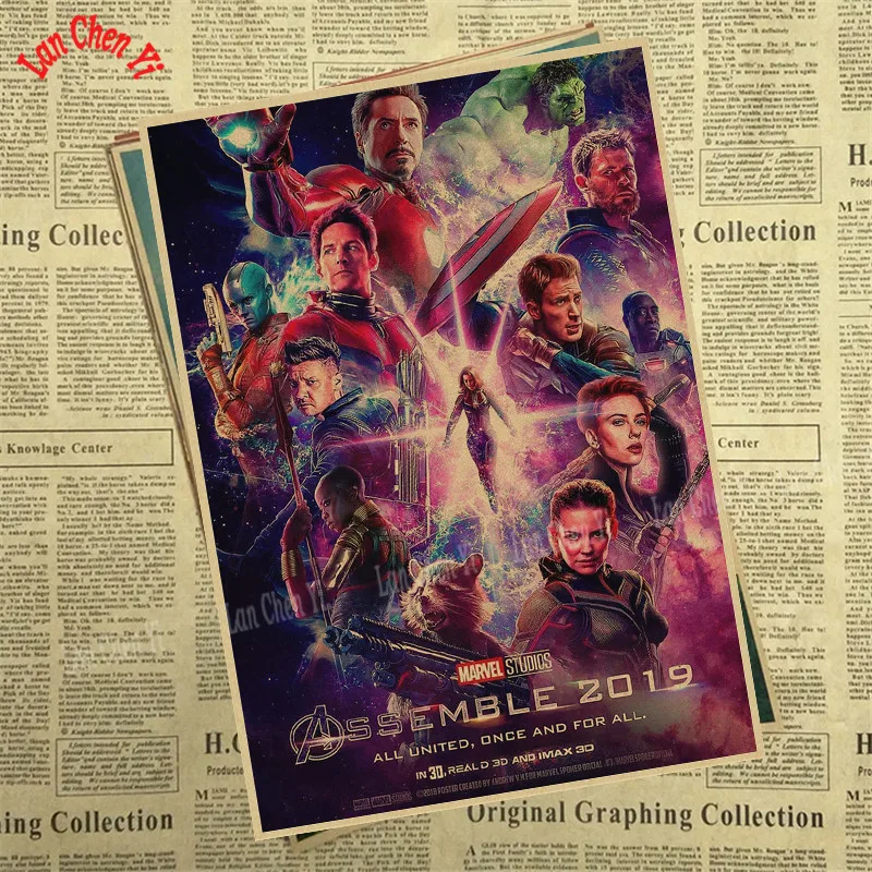 Marvel Фильм Мстители: эндшпиль крафт-бумага плакат художественный напечатанный номер живопись наклейки на стену