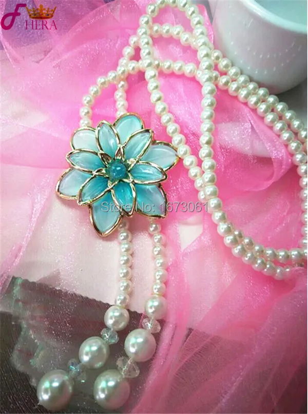 Austrian Crystal Necklaces Luxury Jewelry For Women Party Pearl Chain Fashion Flower With CZ Necklace 2015 New Arrivel Gift N055 | Украшения