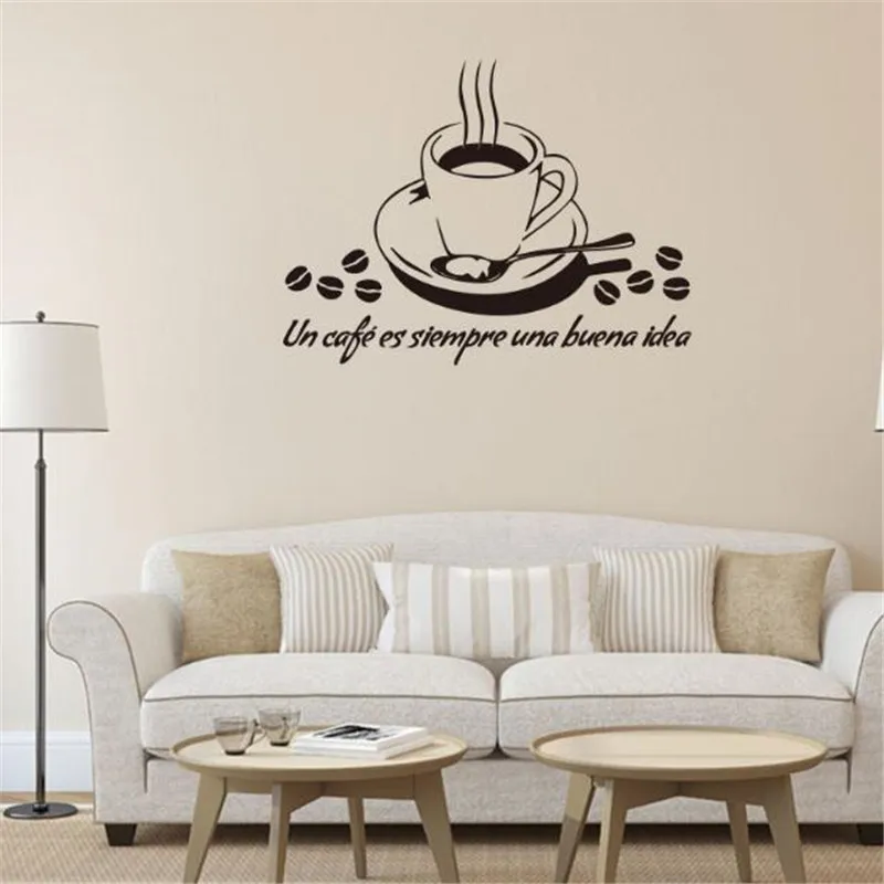 IDFIAF кофе Цитата наклейки на стену кофейная чашка кофейные зерна домашний Декор