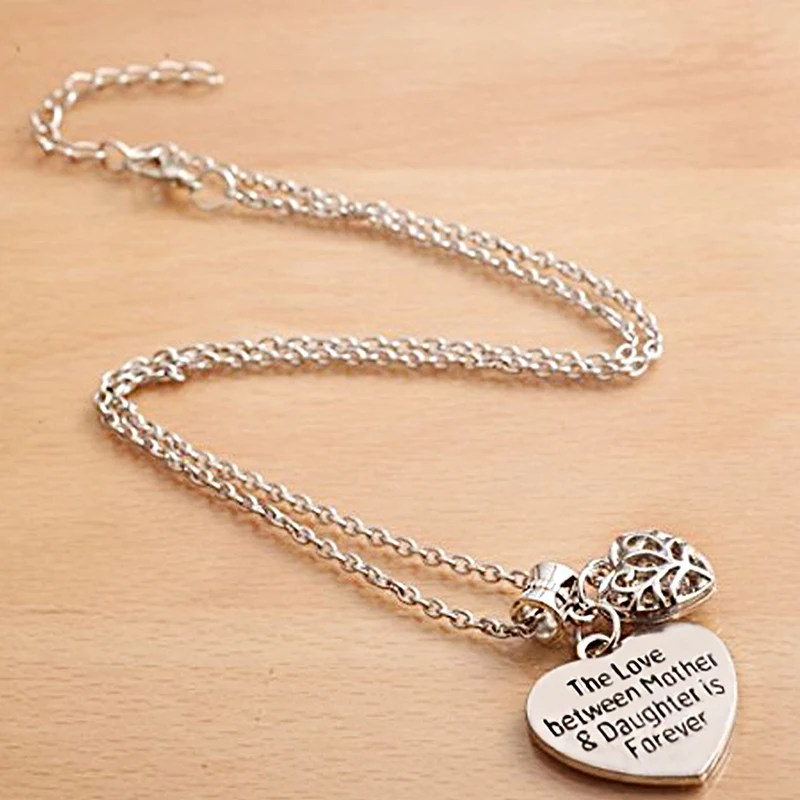 XIAOJINGLING &quotThe Love Between Mother&ampDaughter Is Forever&quotHollow Out Heart Pendants Necklaces Women's/Mother's Day Jewelry Gift |
