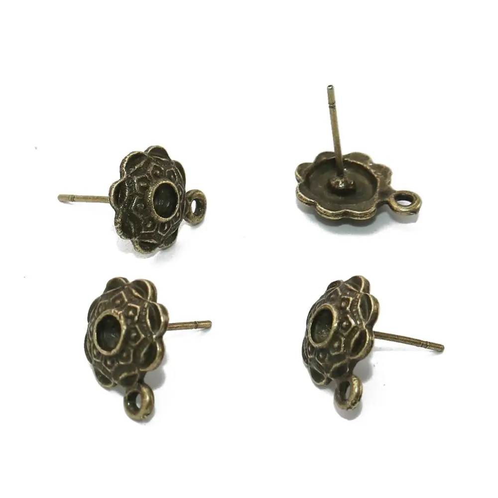 8 сезонов модные серьги-гвоздики из сплава цинка в форме цветка античная бронза с