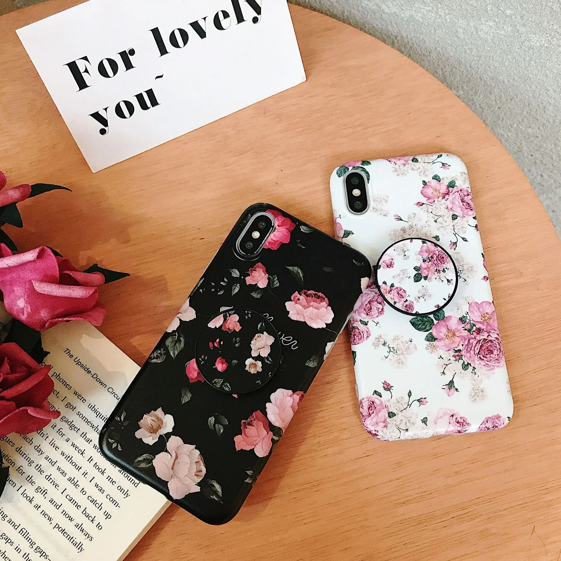 LoliHippo классический силикон мягкий цветочный чехол для iPhone x 7 8 6 S Plus Grip Holder задняя