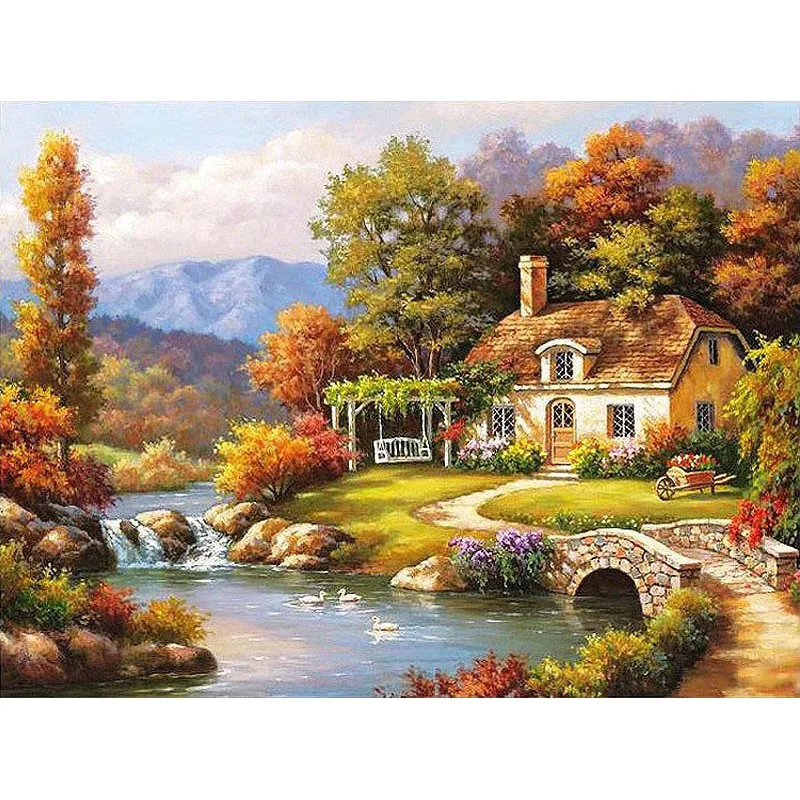 Land of Idyllic Beauty DIY Coloring Paint By number Tools picture Painting Numbers Surprise Gift art supplies dropship | Дом и сад