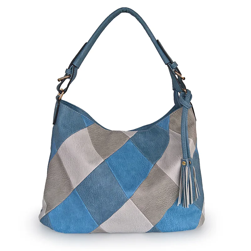 longmiao Women Vintage Patchwork Handbags PU Leather Large Shoulder CrossBody Bags Ladies Designer Tote Bolsas Feminina | Багаж и сумки