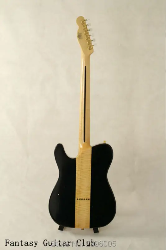 

Custom Exclusive Telecast electric guitar solid tiger striped maple neck and body. one piece dog version signature tl guitar