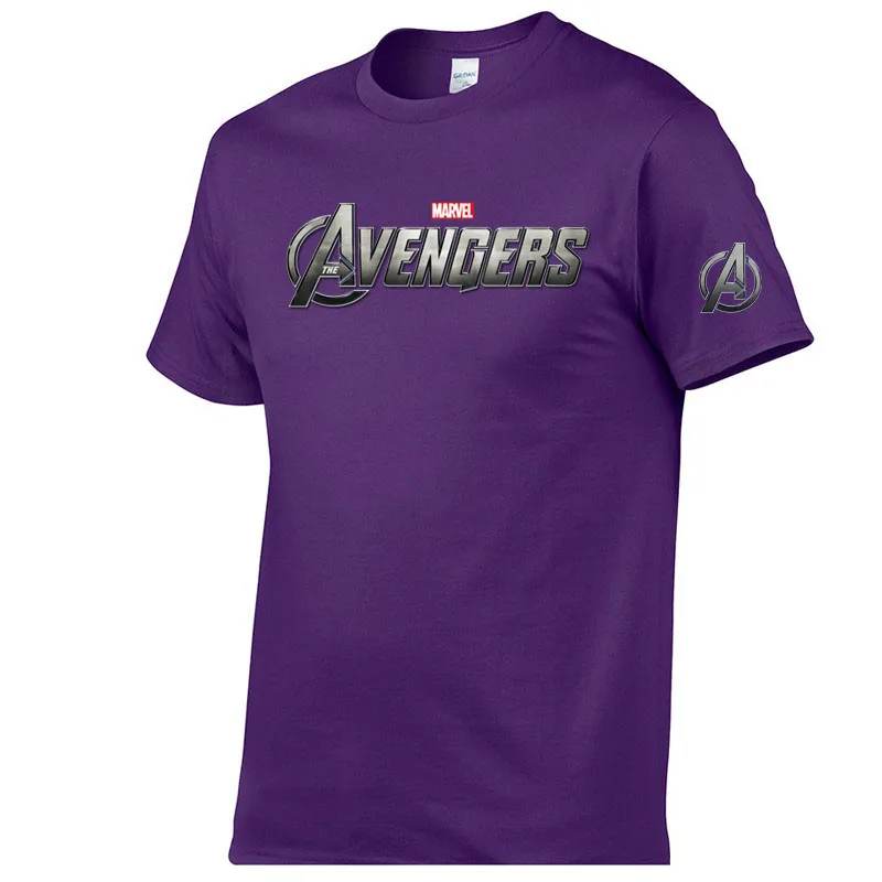 Purple Футболка marvel, рубашка Мстителей, мужская повседневная футболка с круглым вырезом и короткими рукавами, Модная хлопковая футболка с принтом, Забавный Топ, футболка, camisetas hombre - Цвет: Purple