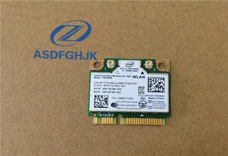 Оригинальный беспроводной адаптер карты для intel bluetooth BT Wi-Fi Mini PCI Intel 7260hmw AC Dell CN-08TF1D