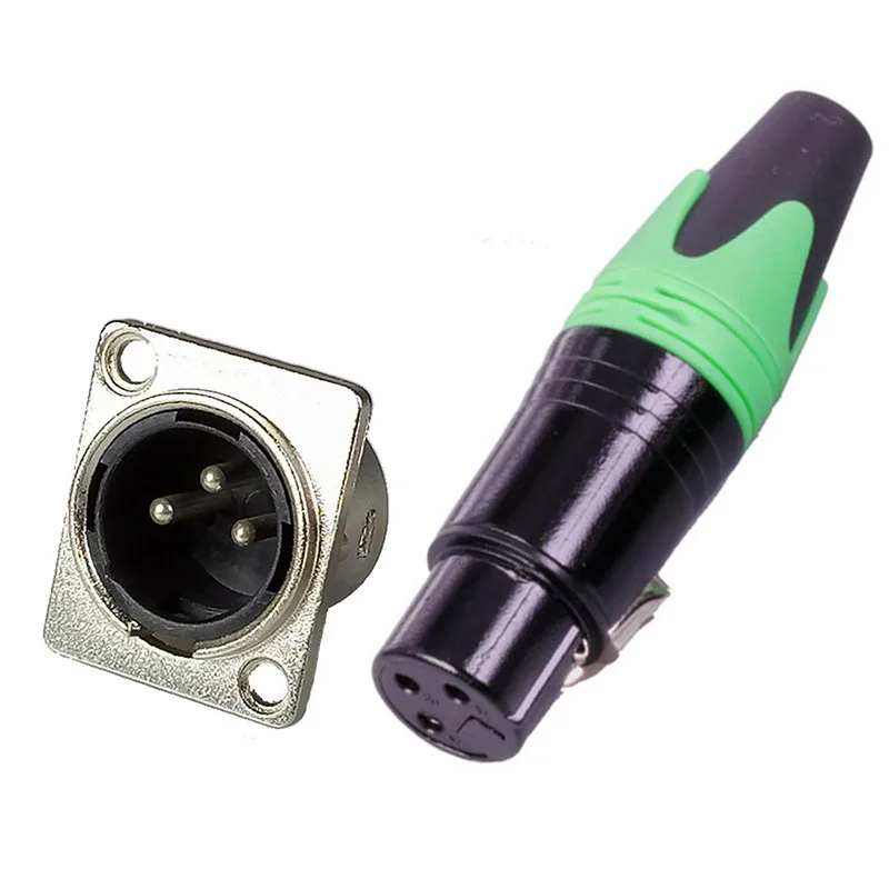 1 комплект/2 шт. 3 Pin XLR разъем 1 шт. штекер Панель Крепление Шасси+ 1 шт. гнездо в комплекте микрофонный разъем адаптер - Цвет: Green (1 Set)