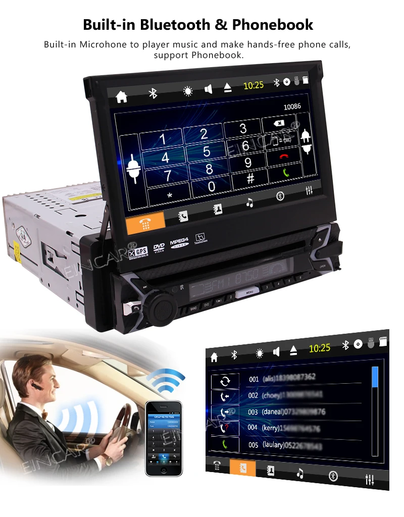 Gps навигации с 8 ГБ gps карта Eincar один din 1 Авто радио в тире CD dvd плеер стерео