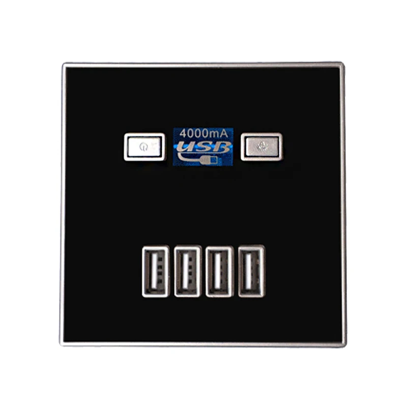 Black Лучший 4-Порты и разъёмы USB Порты и разъёмы 4A стены Зарядное устройство адаптер ЕС розетка Мощность выход Панель Заземленный Электрический настенный Зарядное устройство адаптер для зарядки - Тип: Black