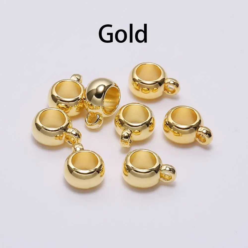 Gold 50 шт./лот браслетов, ожерелий, диаметр-подвесной зажим для Запонки Зажим Шарм с большим отверстием бусины соединители для самостоятельного изготовления ювелирных изделий Подвески застежка УП - Цвет: Gold