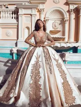 PICTURE COLOR Новое платье принцессы Свадебное платье в африканском стиле арабского dubai длинный рукав с золотистой отделкой церкви вечернее платье невесты свадебное платье размера плюс - Цвет: PICTURE COLOR
