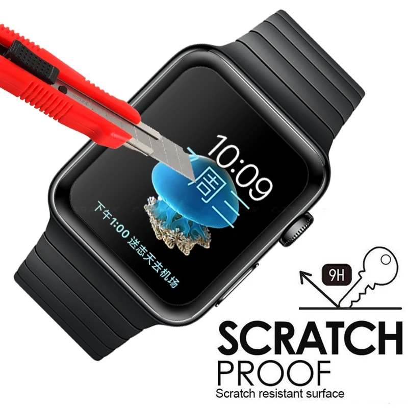 Защитная 3D плёнка с закругленными черными краями для iWatch планшетов Apple Watch 38 мм 42