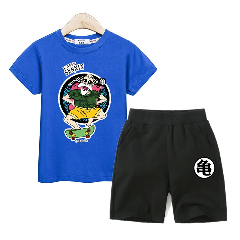 Kids costume boys summer clothing Master Roshi t-shirt shorts 2pc suits clothes cartoon children outfit tees+ pants sets | Детская