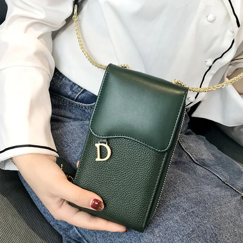 CICICUFF Genuine Leather Women Mobile Phone Bags Fashion Small Purse Female Chain Buckle Mini Shoulder Messenger Bag for IPhone
