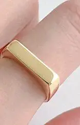 SHANICE 925 пробы Серебряное Открытое кольцо INS минималистичное геометрическое прямоугольное гладкое кольцо для лица панк модное ювелирное изделие аксессуар - Цвет основного камня: gold flat