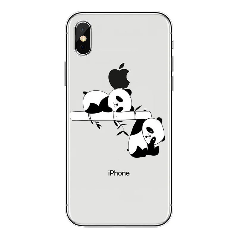 Чехол sera с милой пандой из мультфильма, чехол с животными для iphone X, 5S, 7, 6, 6s plus, 8 Plus, 5 SE, прозрачный силиконовый мягкий чехол для телефона из ТПУ - Цвет: TPU