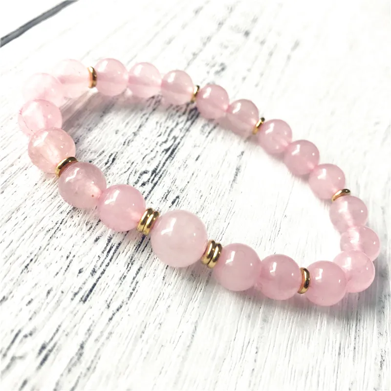 Женский эластичный браслет Rosequartz розовый с бусинами для йоги новинка 2019|Браслеты