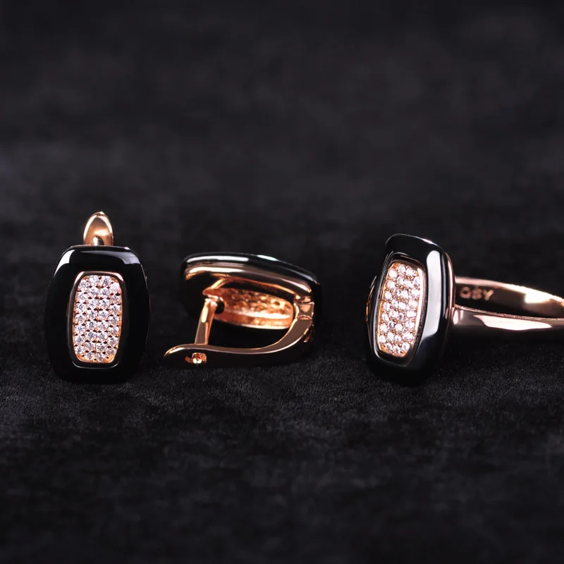 Funmor элегантный геометрический керамический полный Циркон ювелирный набор для