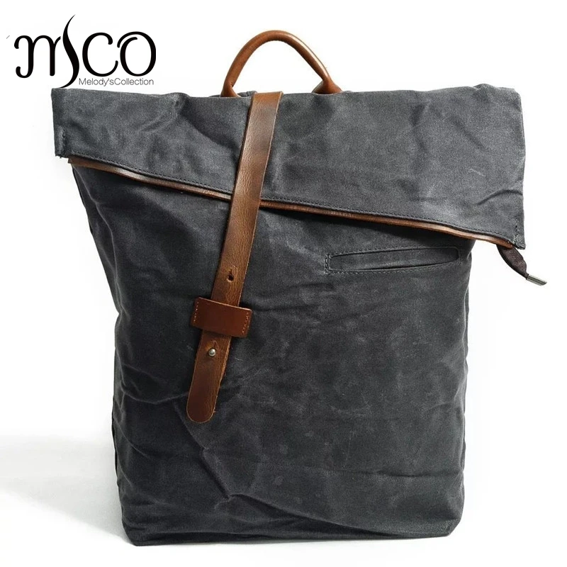 

Men Backpack Waterproof School Bags For Teenagers Boy Shoulder Bags Male Vintage Zipper Canvas Large Capacity Travel Backpack
