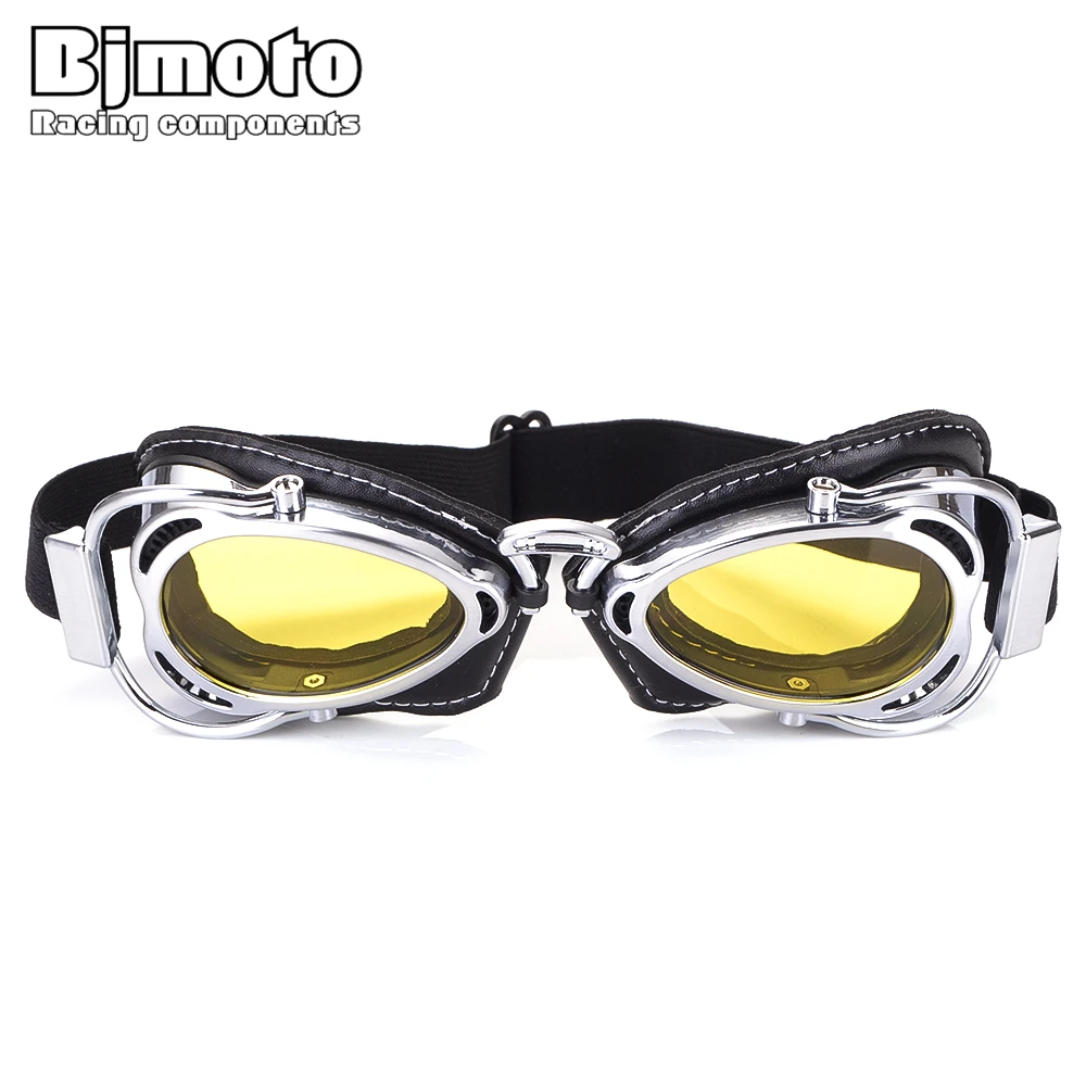 BJMOTO красочные винтажные мотоциклетные очки серебряная рамка стимпанк мотокросса очки солнцезащитные очки для Harley очки для мотоциклов