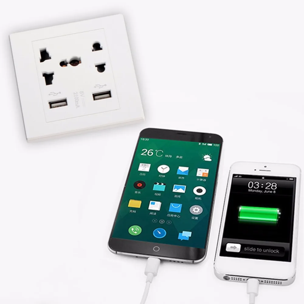 1 шт. двойной USB порт электрическое настенное зарядное устройство док-станция