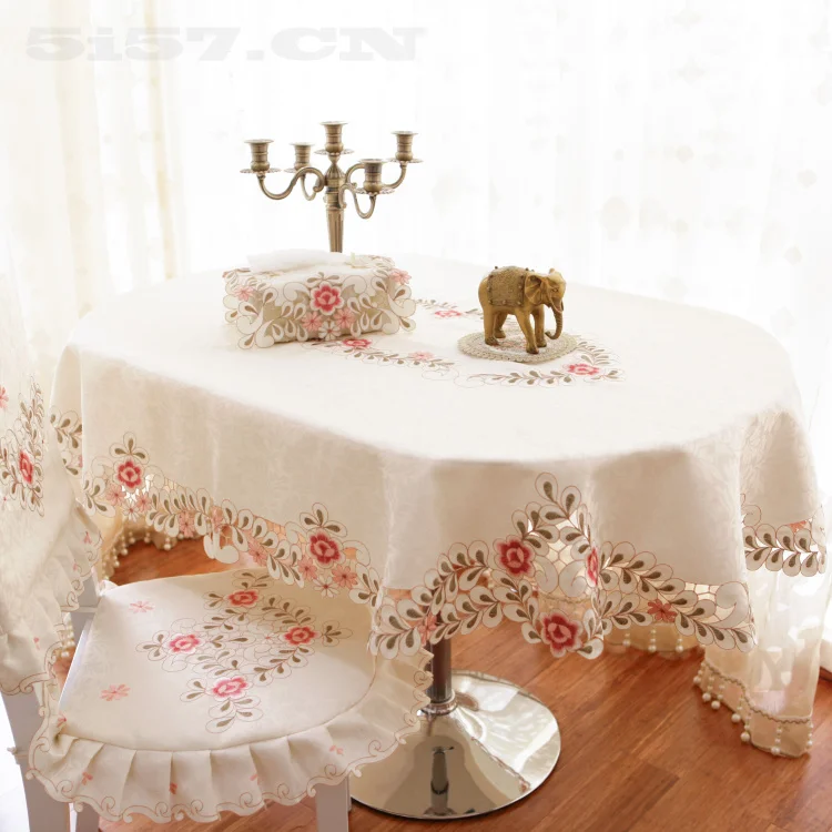 Овальная скатерть для стола стула с вышивкой в пасторальном стиле|tablecloth cover|oval