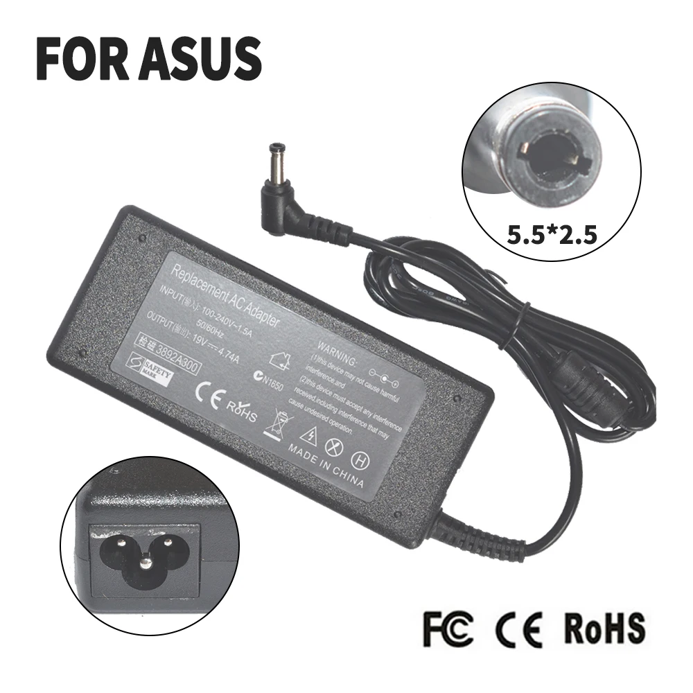 

NEW POWER SUPPLY FOR ASUS Laptop Charger AC Adapter 19V 4.74A X53E X53S X52F X7BJ X72D X72F A52J X51r X51rl X52d X52n X53b X53bj