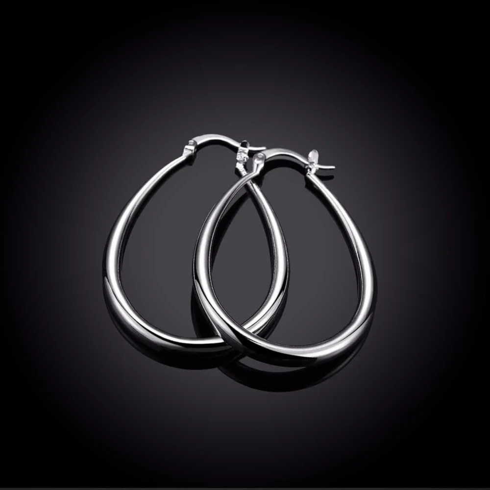 Hot Sale 925 Jewelry Silver Earring Fashion Solid U Shaped Hoop Earrings Women Men Free Shipping | Украшения и аксессуары