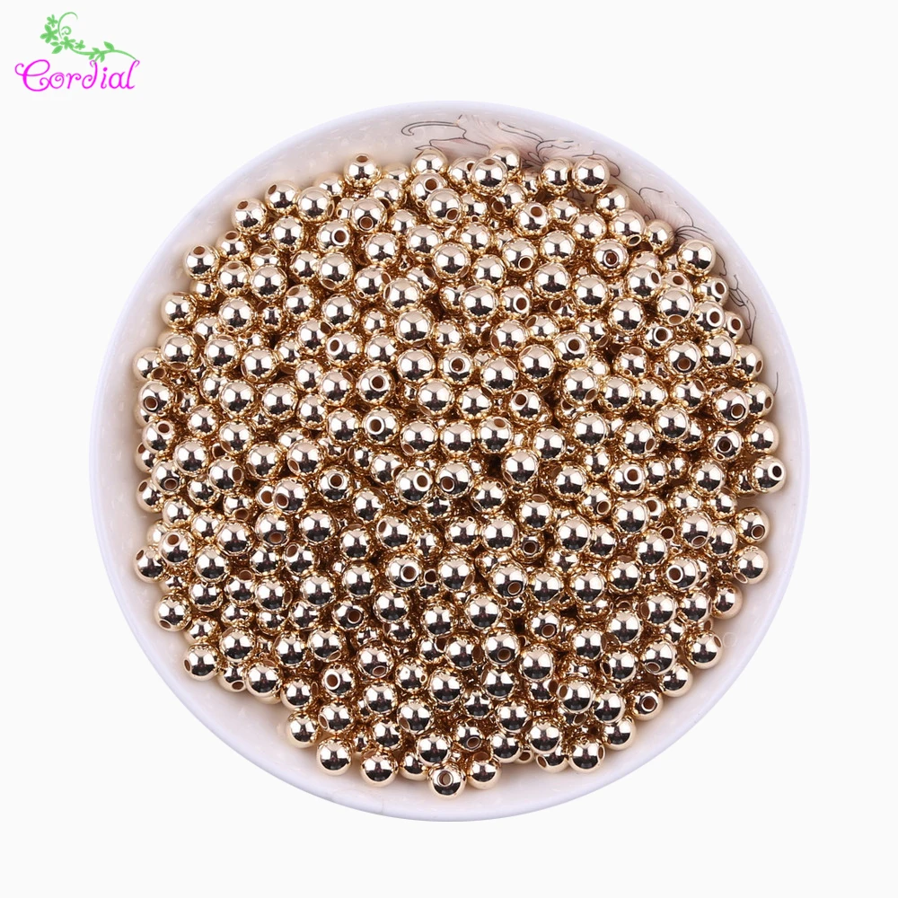 Фото Cheap Wholesale 6500Pcs/Lot KC Gold Color Smooth Round CCB Plastic Spacers Beads 5mm Not Metal Material For Jewelry Making | Украшения и