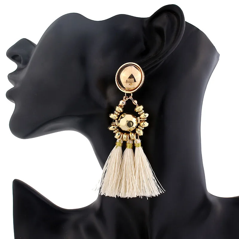 DANZE Ethnic Colorful Long Tassel Earrings For Women Classic Gold color Bead string Hanging Wholesale | Украшения и аксессуары